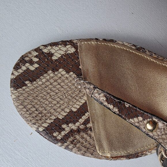 Coach Honora Wedge Sandal Women’s 10 Snakeskin Gold Chain Thong Shoe - Picture 8 of 11